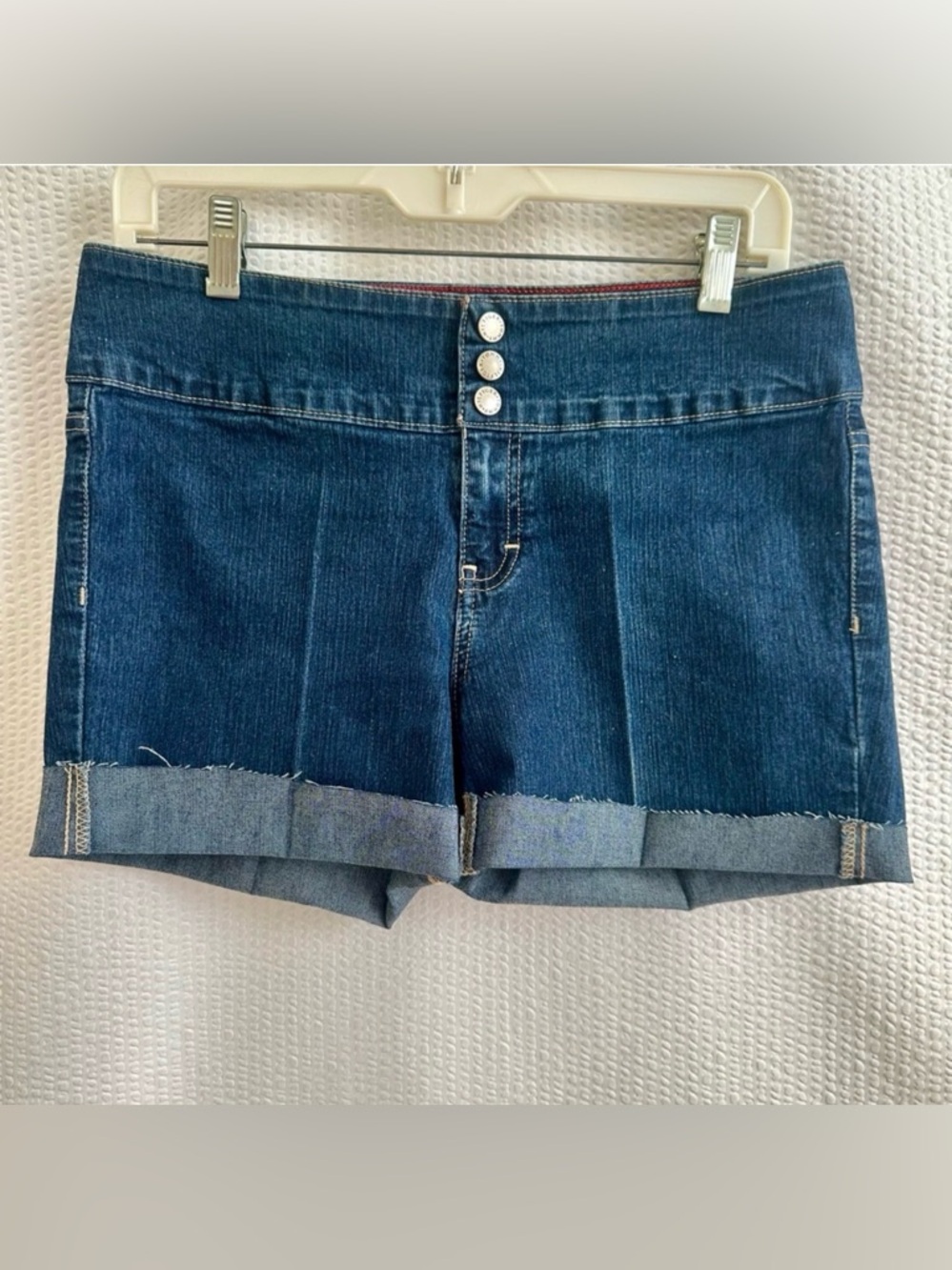 TOMMY HILFIGER Blue Denim Jean Shorts Women’s Size 6 Cuffed Button Fly Stretch